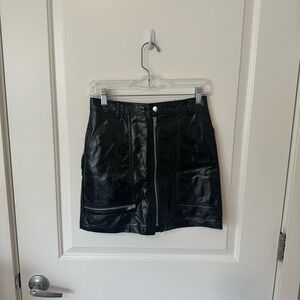 Urban Outfitters Black Patent Leather High Waisted Mini Skirt, Medium